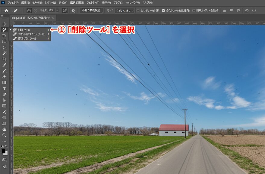ゴミや不要な要素を削除する方法
（削除ツール）