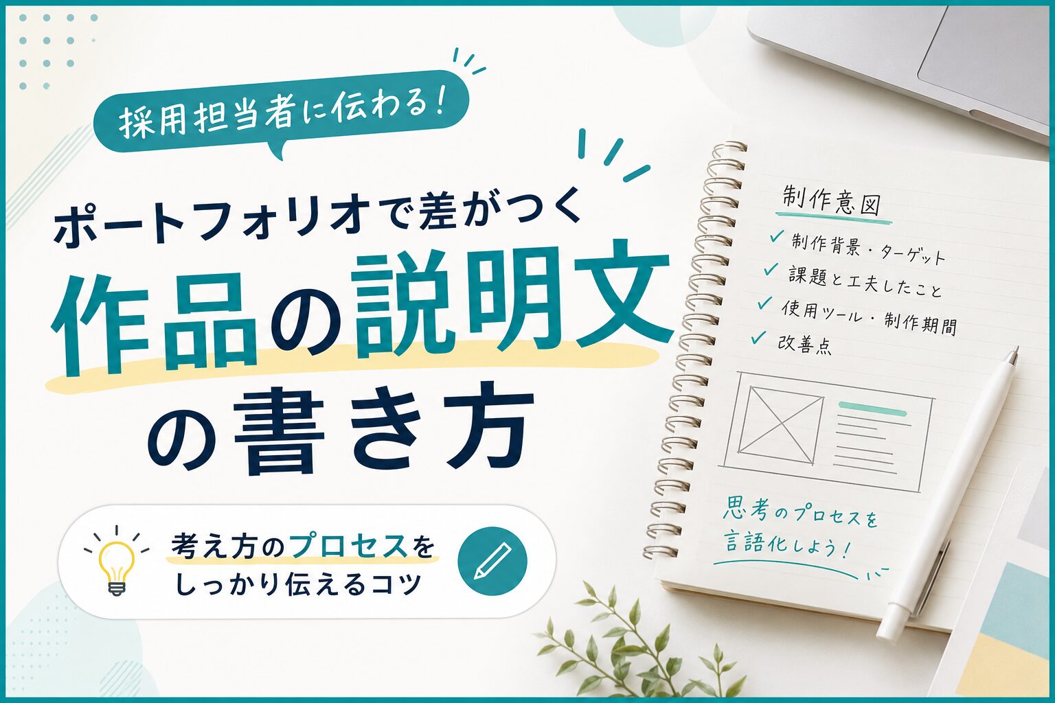 ポートフォリオで差がつく「作品の説明文」の書き方