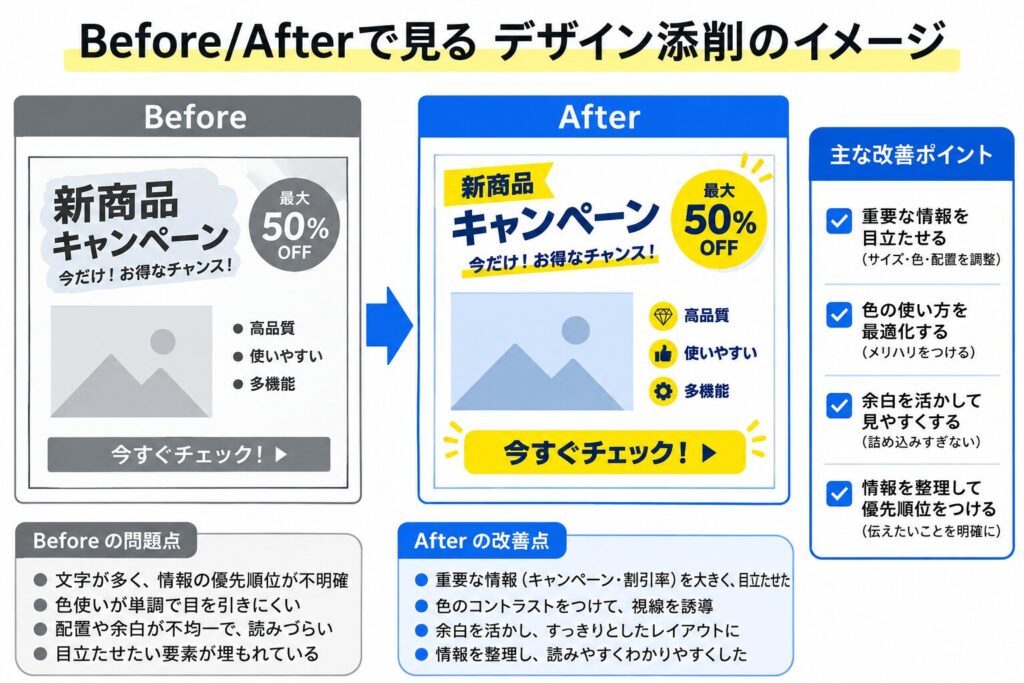 Before/Afterで見るデザイン添削のイメージ